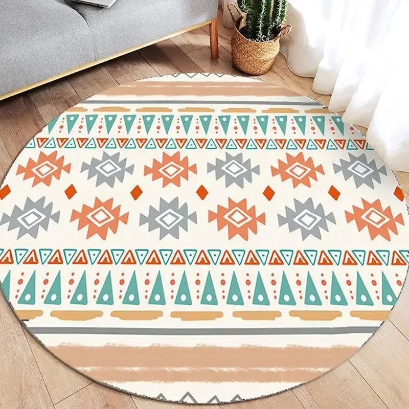 Böhmische runde Teppiche mit geometrischem Mandala-Design, mehrfarbiges Muster für moderne Wohnzimmer- und Heimdekoration Image