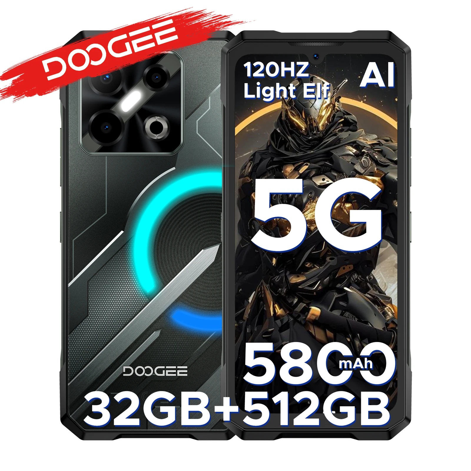 Robustes Smartphone DOOGEE Blade GT Pro 5G 32 GB (12 + 20) Go, ultraflacher 10,5mm LED-Lichteffekt, Kamera mit 100MP. Image