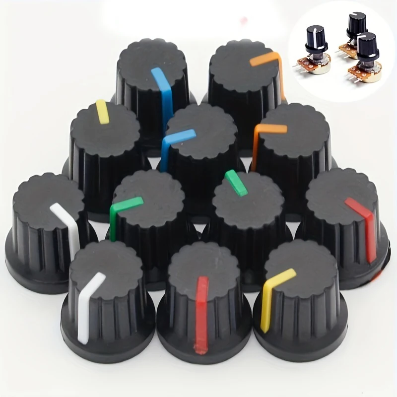 30 teile/los WH148 Potentiometer knöpfe 15X17mm 6mm Potentiometer Kunststoff Knöpfe Kappe 5 farben Gelb Orange blau Weiß Rot Image