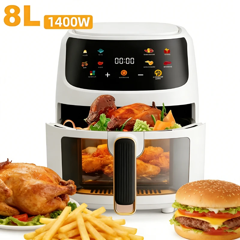 1400W 8L Heißluftfritteuse Ohne Öl, Programmierbarer Smarter LED-Touch-AirFryer für den Haushalt, Thermocycle-Ofen zum Kochen von Pommes Frites und Hähnchen Image