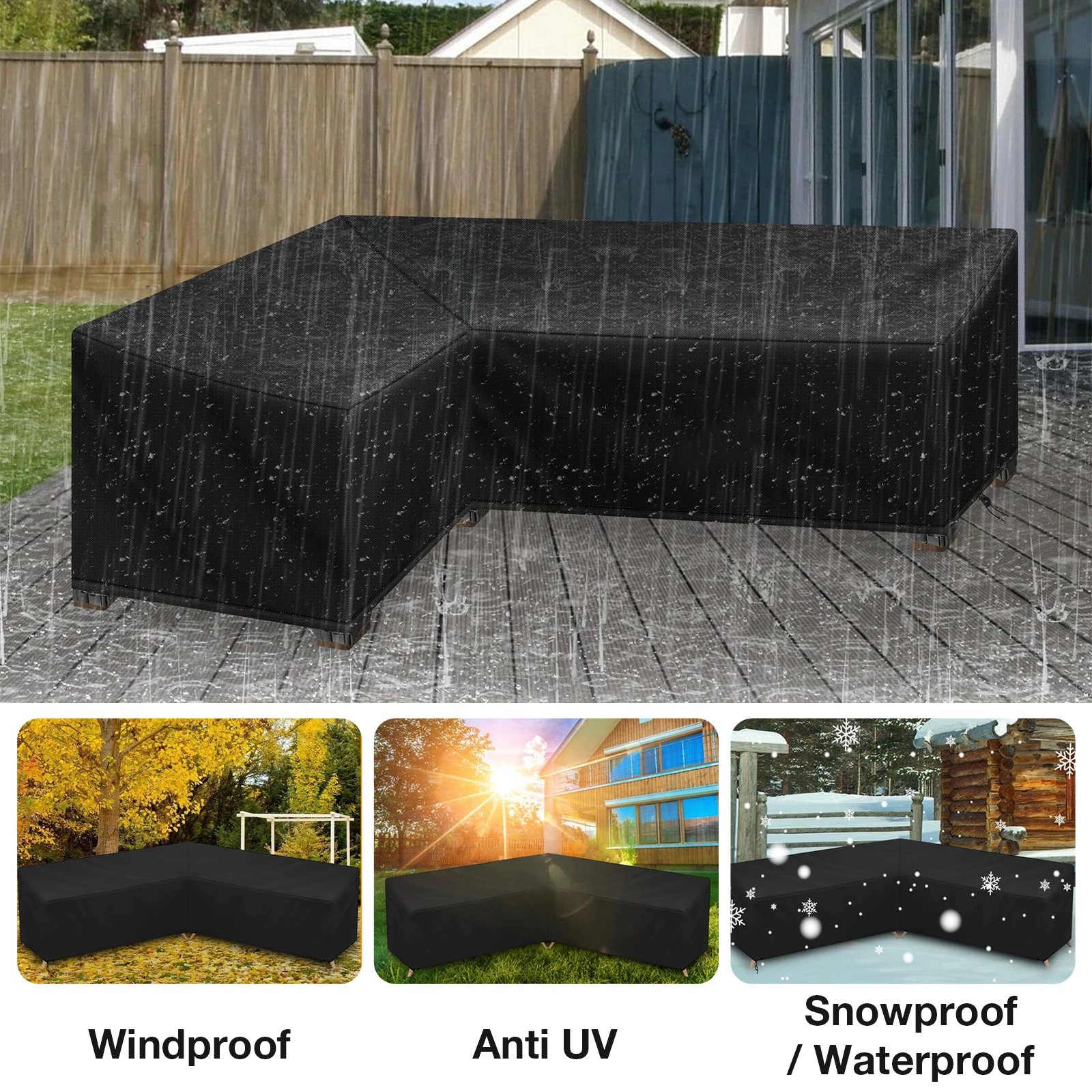 Abdeckung für Gartenmöbel im Freien, Terrasse, Garten, L-förmig, robust, wasserdicht, für Regen, Schnee, Stuhl, Couch, Abdeckungen für Sofa, Tisch, staubdicht