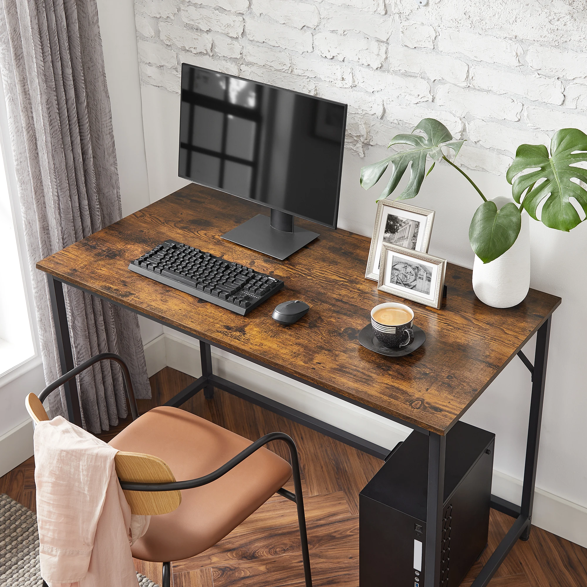 VASAGLE Schreibtisch, Kleiner Computertisch, Bürotisch, für Arbeitszimmer, Schlafzimmer,Industrie-Design, Metallgestell