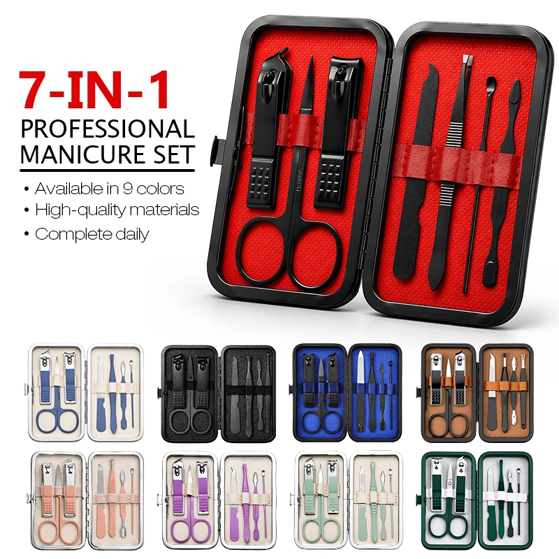 7-teiliges Nagelknipser-Set Anpassbare Premium-Maniküre-Werkzeuge Finger- und Zehennagelknipser Spritzwassergeschützt Hochwertig in Geschenkbox Image