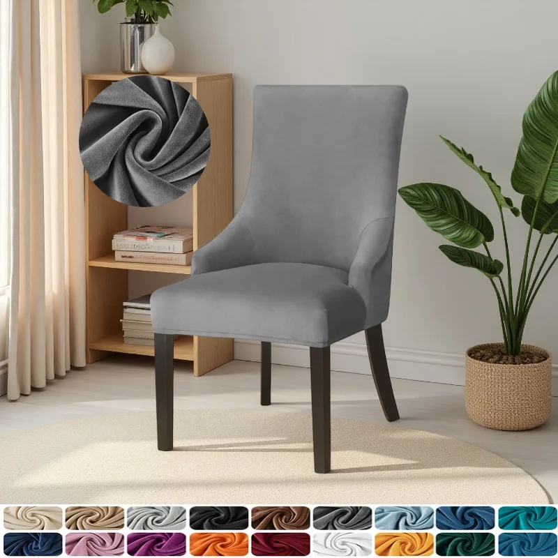 1 Stück Samt-Esszimmerstuhlbezug, Spandex-Stretch-Sesselüberzug, Rutschfester Hochlehner-Stuhlbezug für Wohnzimmer, Bankett, Zuhause