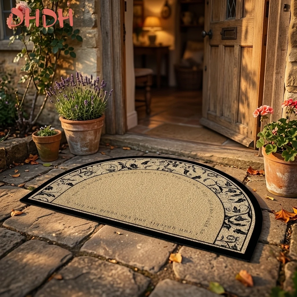 Hochwertiger schwarzer Vintage-Teppich mit Blumenmuster, professionelle rutschfeste, zuschneidbare Drahtschlaufen-Bodenmatte, hochwertige, fortschrittliche Teppichunterlage für den Innen- und Image