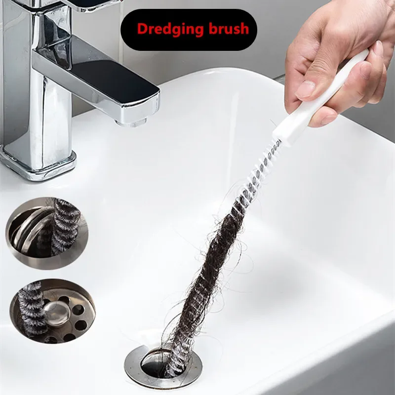 Rohr Bagger Pinsel Bad Haar Kanalisation Waschbecken Reinigung Pinsel Abfluss Reiniger Flexible Reiniger Küche Verstopfen Stecker Loch Entferner Werkzeug Image