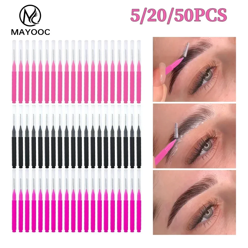 5/10/50PCS Mini Augenbraue Pinsel Stirn Dauerwelle Pinsel Einweg Stirn Lifting Pinsel Biegsamen Micro Wimpern Pinsel applikatoren Werkzeuge Image