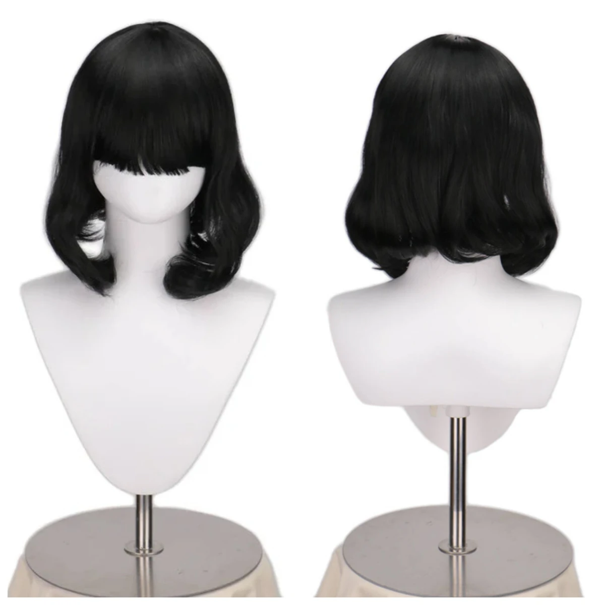 Unisex Schwarze Gerade Kurze Perücke mit Pony Realistische Halloween Cosplay Bob Synthetische Perücke mit Pony Lord Farquaad Perücken Image