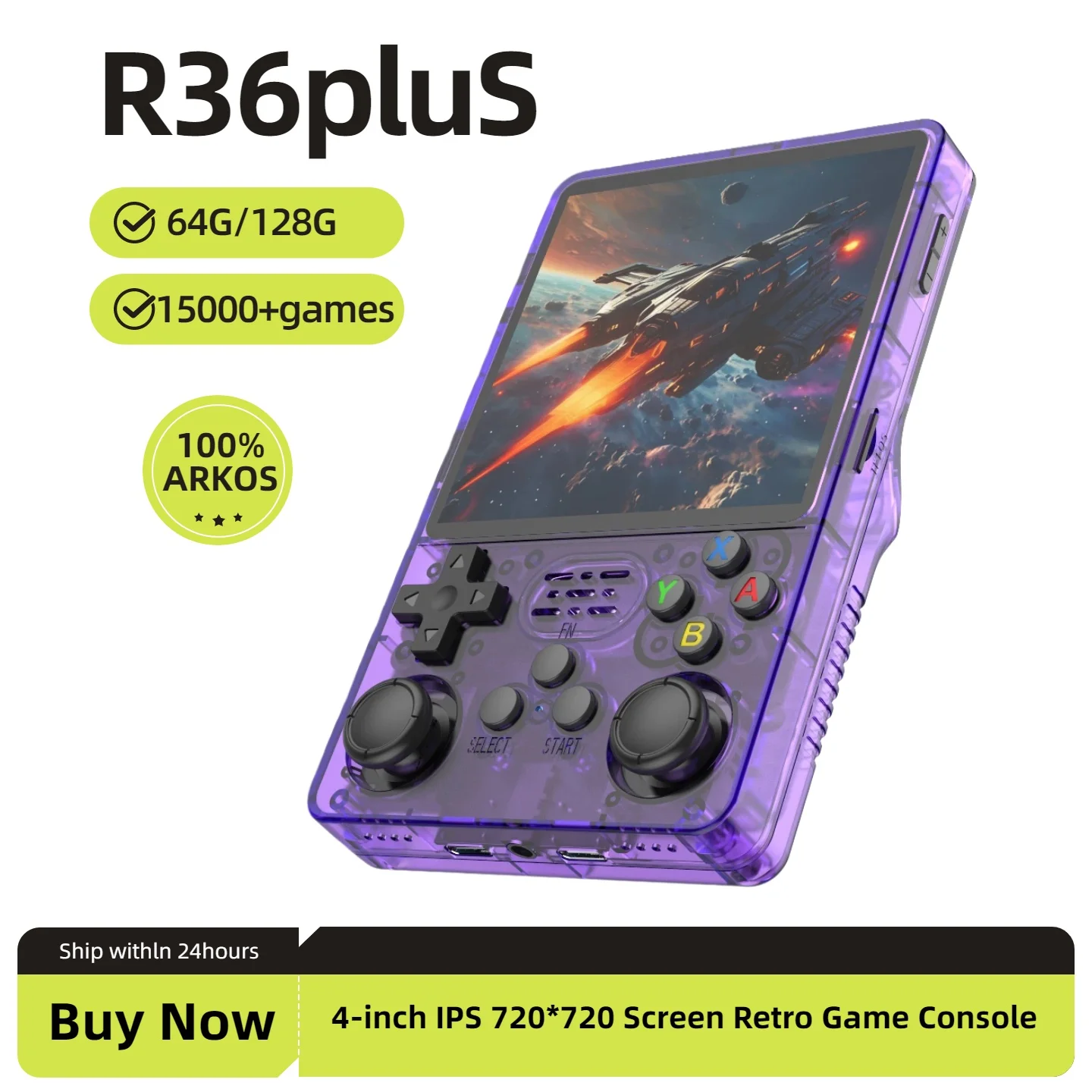 Großbildschirm R36 PLUS ARK OS Open-Source-System Retro Handheld-Spielkonsole 4-Zoll-IPS-Bildschirm 720*720 Eingebautes WLAN Kindergeschenk Image