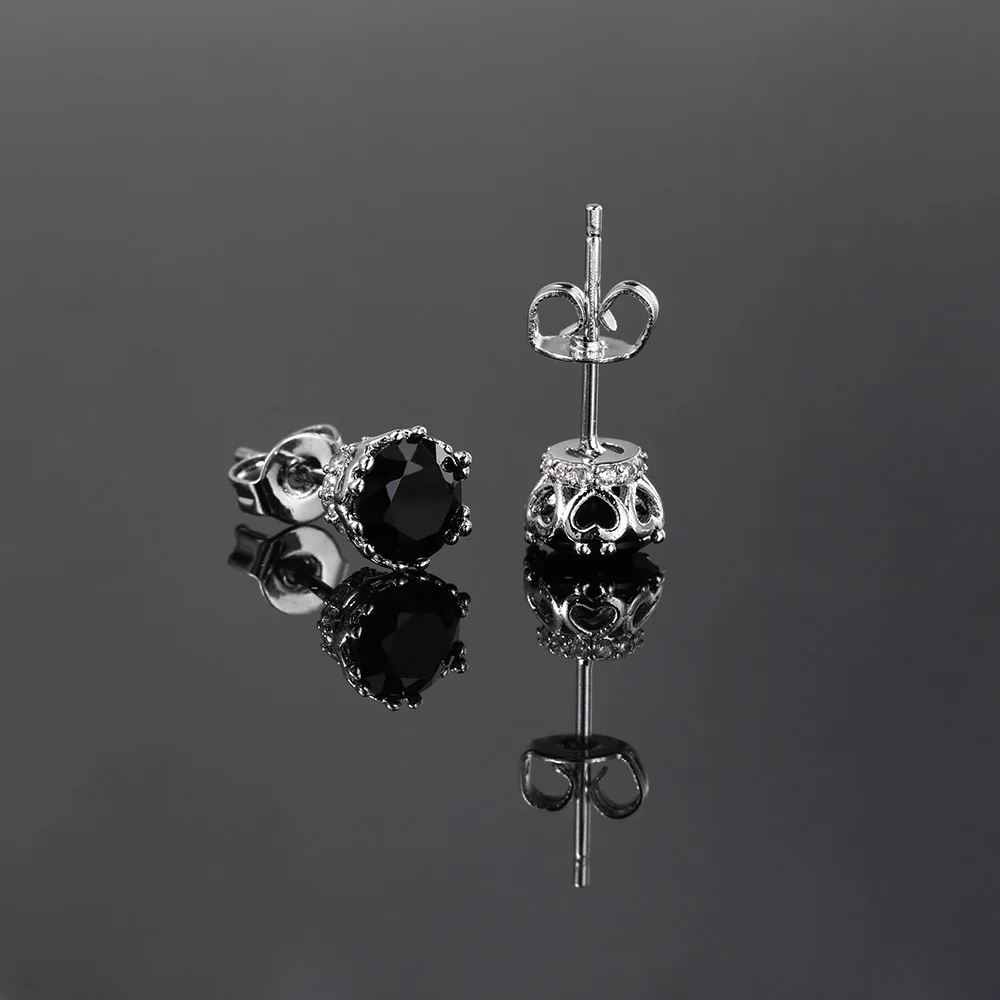 Rapper's Black Crystal Ohrstecker für Männer Frauen Silber Farbe Piercing Ohr Hiphop Hippie Männliche Ohrring Modeschmuck OHE169