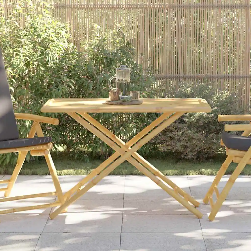 Klappbarer Gartentisch 110x55x75 cm aus Bambus, moderner, wasserfester Gartentisch aus Holz für Terrasse und Hof (nur Tisch)