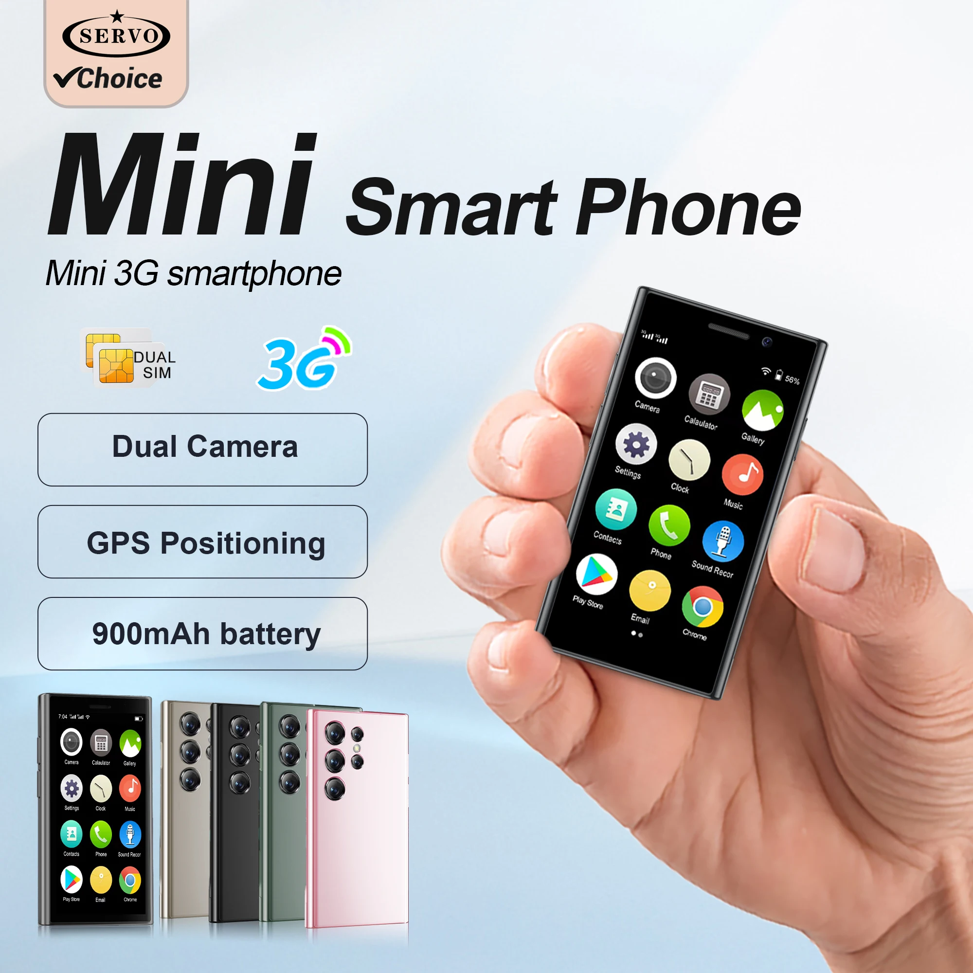 SERVO S26 Mini Smartphone 3G WCDMA Android 9.0 Google Play 2GB+16GB WiFi Hotspot Face Unlock 3.0