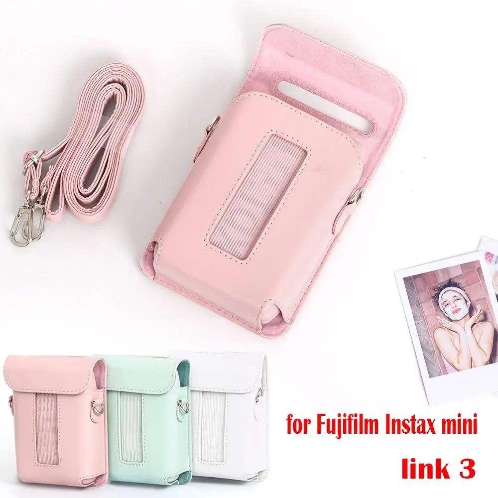 PU-Leder-Drucker-Tragetasche Retro mit Schultergurt Aufbewahrungstasche Staubdicht stoßfest für Fujifilm Instax Mini Link 3 Image