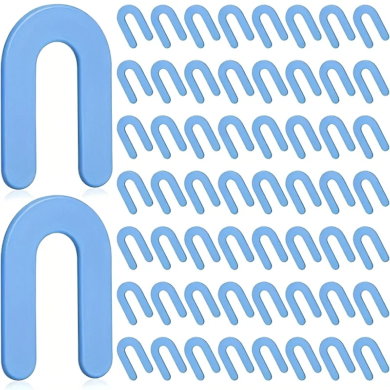100 Stück blaue U-förmige Nivellierungsscheibe aus Kunststoff für Hufeisenfliesen, ideal für Heimwerker- und professionelle Pflasterprojekte Image