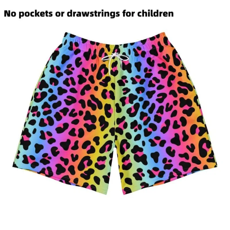 Herren Street Hip-Hop Shorts mit 3D-gedrucktem einzigartigem Leopardenmuster, Kinder- und Erwachsenen-Sommer-Badeshorts im Original-Stil Image