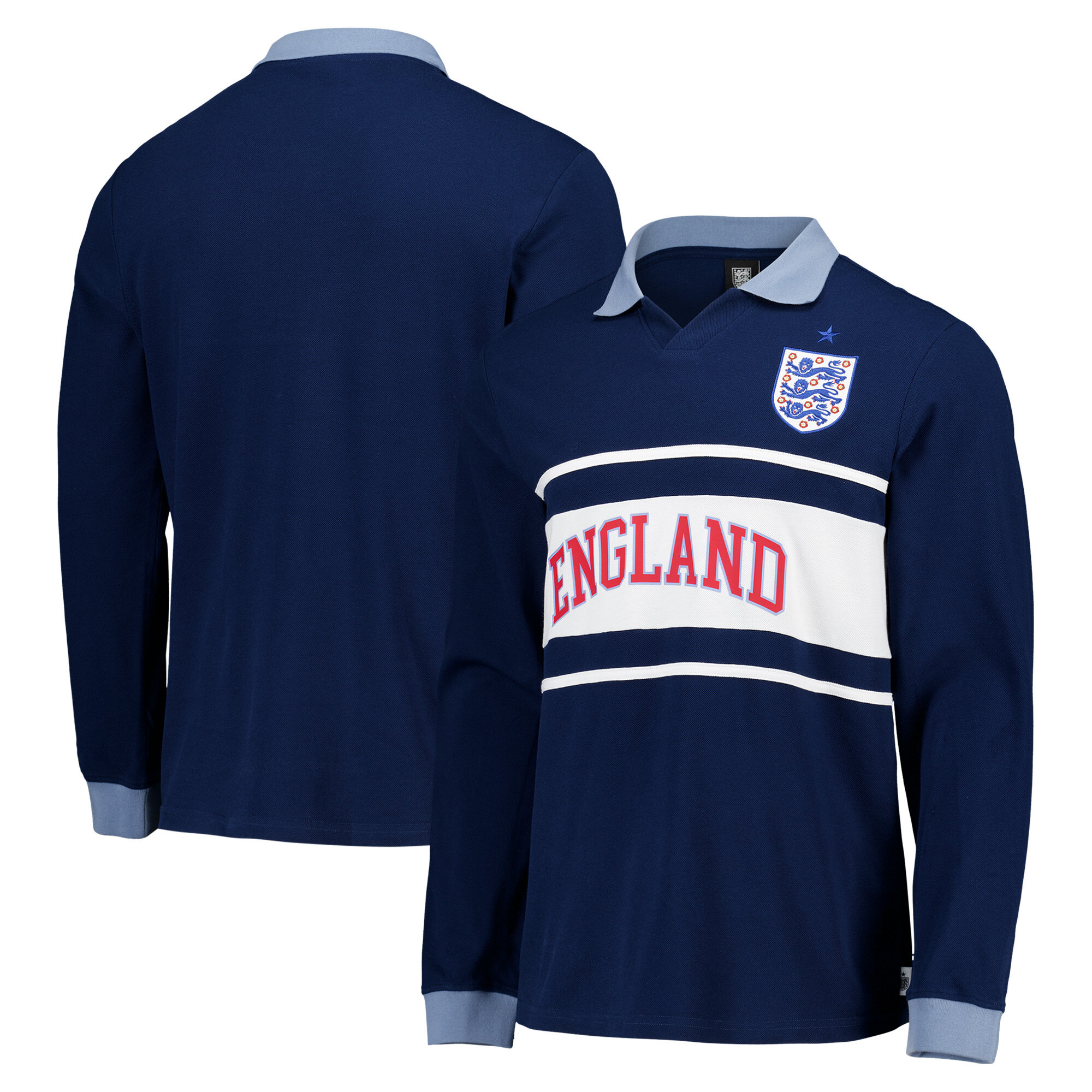 "England Arch Wordmark Langarm-Polohemd – Marineblau" Image