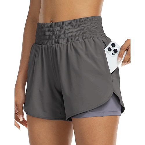 Damen Laufshorts Sportshorts Taschen Mit Kompressionsfutter Shorts Lässig Täglich Outdoor Sommer Frühling Schnelltrocknend Leicht Feuchtigkeitsableitend Atmungsaktiv Fitnesstraining Tennis Golfspiel Image