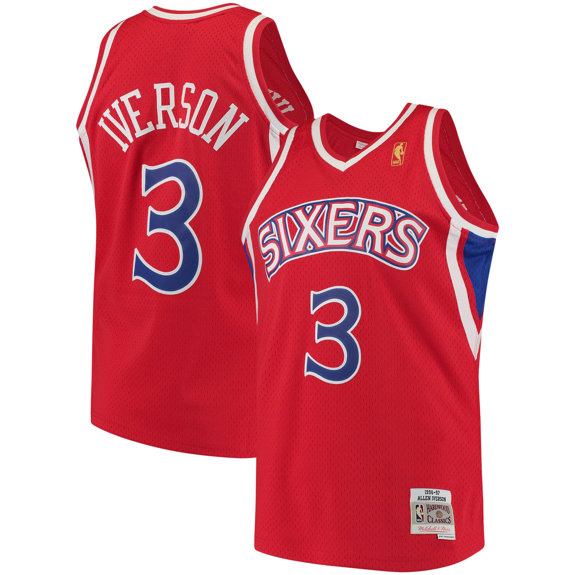 Maillot Swingman rouge Mitchell & Ness Allen Iverson Philadelphia 76ers 1996/97 Hardwood Classics pour homme - Homme Taille: S