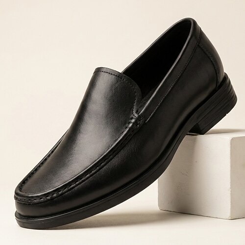 Klassische schwarze Herren-Slipper aus weichem Premium-Rindsleder, elegante Business-Schuhe für Büro, Business und formelle Anlässe Image