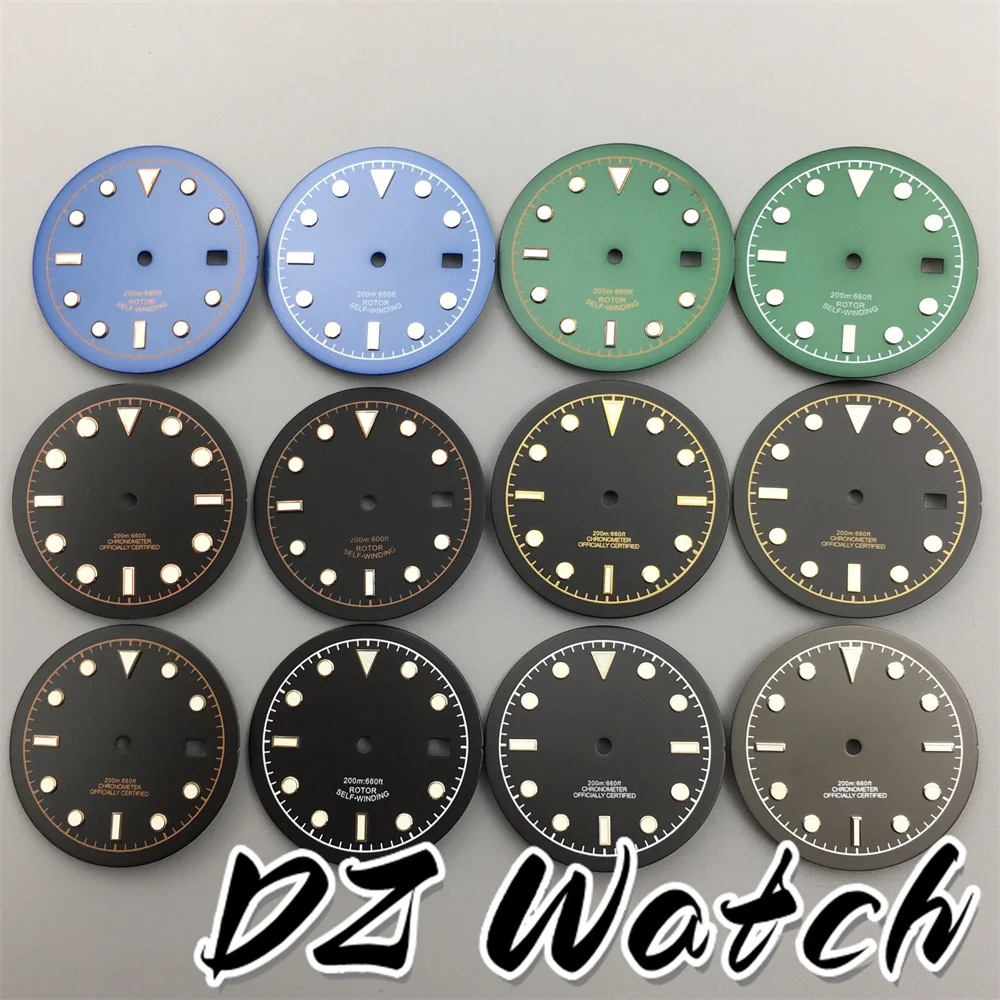 DZ 33,5 mm Zifferblatt, schwarz, grün, blau, grün, leuchtend, passend für NH35 NH36 ETA 2824 Miyota PT5000 Uhrwerk