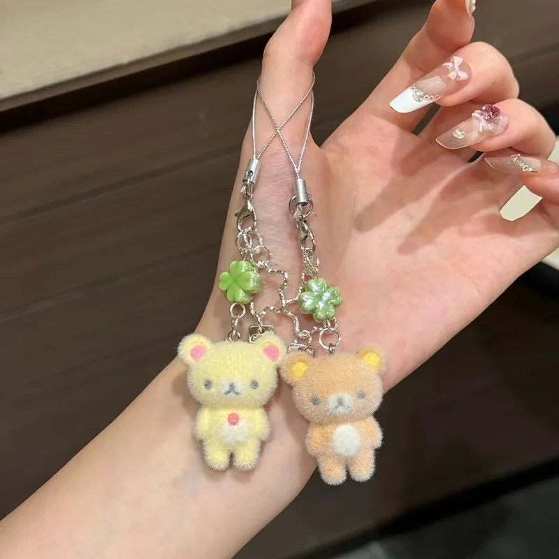 Rilakkuma Kawaii Schlüsselanhänger für Beste Freunde Entspannter Bär Anhänger Paar-Taschen Flockiger Telefon-Schlüsselring Ornament Klassisches Spielzeug Geschenk Image