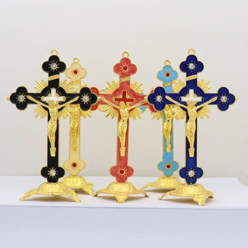 Kirche Relikte Figuren Kruzifix Jesus Christus auf dem Ständer Kreuz Wand Kruzifix Antik Zuhause Kapelle Dekoration Gebetskreuze