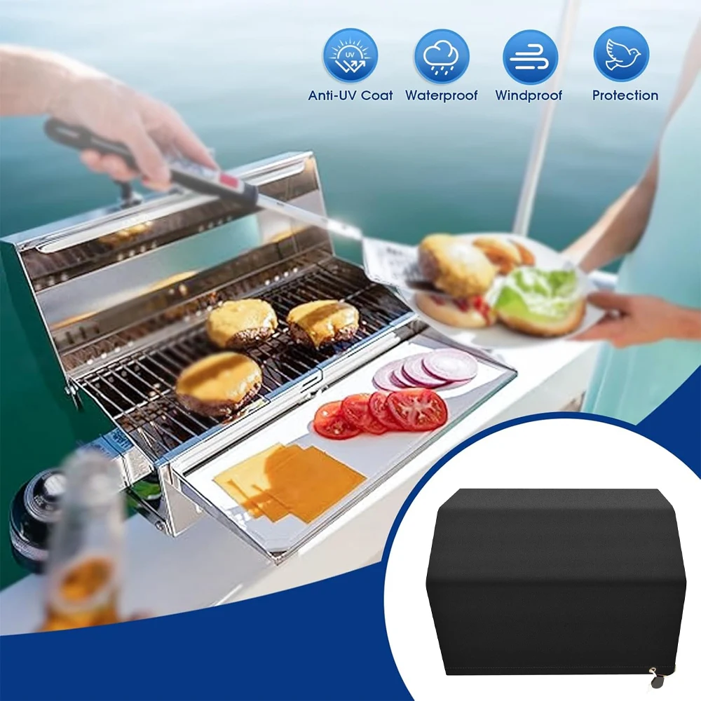 Grillabdeckung für Magma Marine Rechteckgrill, BBQ-Grillabdeckung, wasserdicht, für 9 x 18 Zoll Grill, Schwarz Image