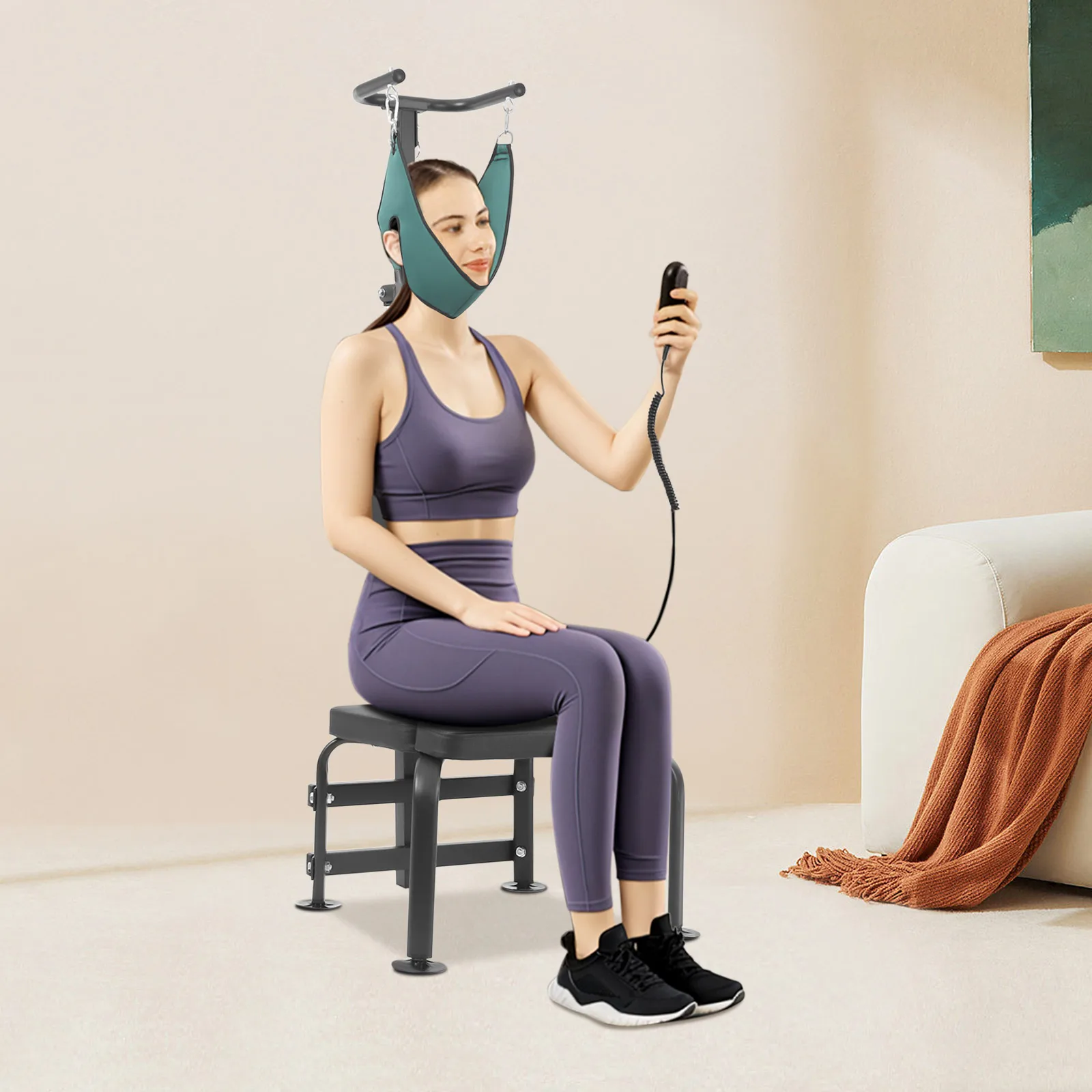 Elektrisches Zervikales Traktionsgerät, Nackendehner mit Fernbedienung, 6000 N, 20 cm Hubabstand für Rehabilitationszentren zu Hause Image
