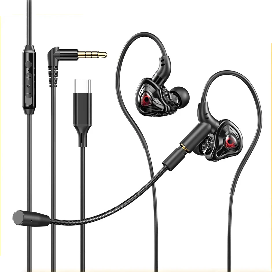 EARDECO Gaming Ohrhörer HD Mic Wired Kopfhörer Bass HIFI Wired Kopfhörer Kopfhörer Headset Ohrbügel Auriculares Noise Reduction Image