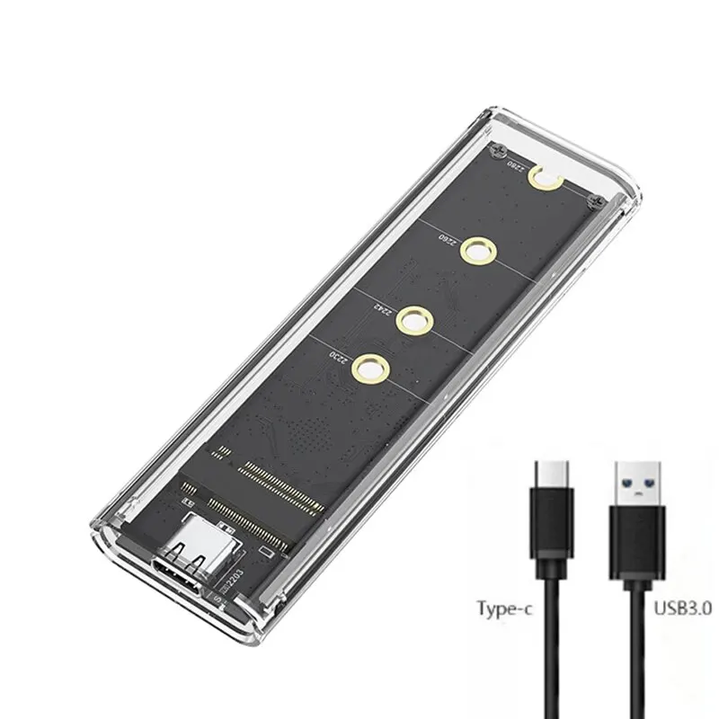M.2 NVME PCIe /NGFF SATA /Dual Protocol SSD-Gehäuse Klare USB Typ C 10 Gbit/s M2 SSD Transparentes externes Gehäuse Festplattenbox Image