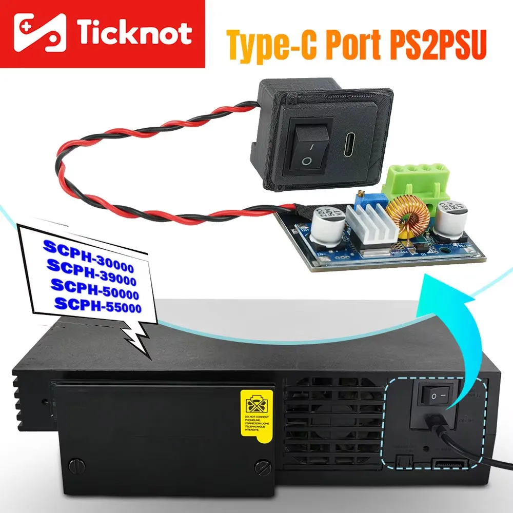 TicKnot Ersatz Typ C PSU Mod für PS2 Power Board für PS2 Fat Konsole 3XXXX/5XXX Netzteil Board