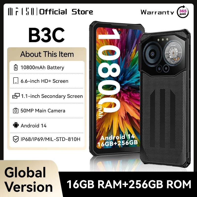 IIIF150 B3C Robustes Telefon 16 GB RAM 256 GB ROM Dual Screen 50 MP Kamera 10800 mAh Android 14 Ultradünnes Smartphone Globale Version