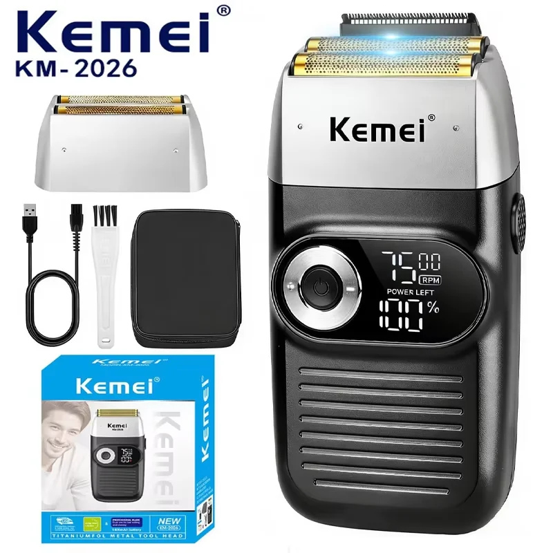 Kemei original Elektro rasierer wiederauf ladbare leistungs starke schwimmende Rasiermesser Glatzen Kopf Rasier maschine für Männer KM-2026 KM-2027 Image