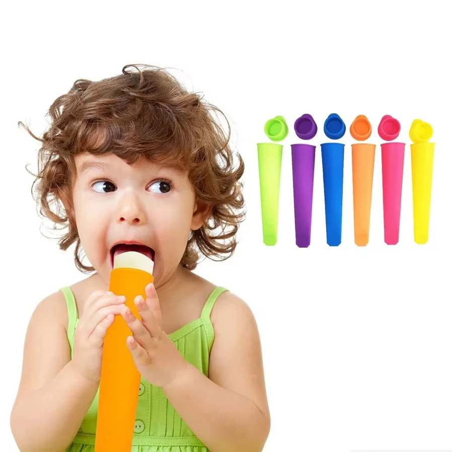 Silikon-Eis am Stiel-Formen, wiederverwendbare Eis-Pop-Formen für Kinder, DIY, gefrorener Eis am Stiel-Maker, BPA-freie Eis am Stiel-Röhren mit Joghurt-Sticks Image