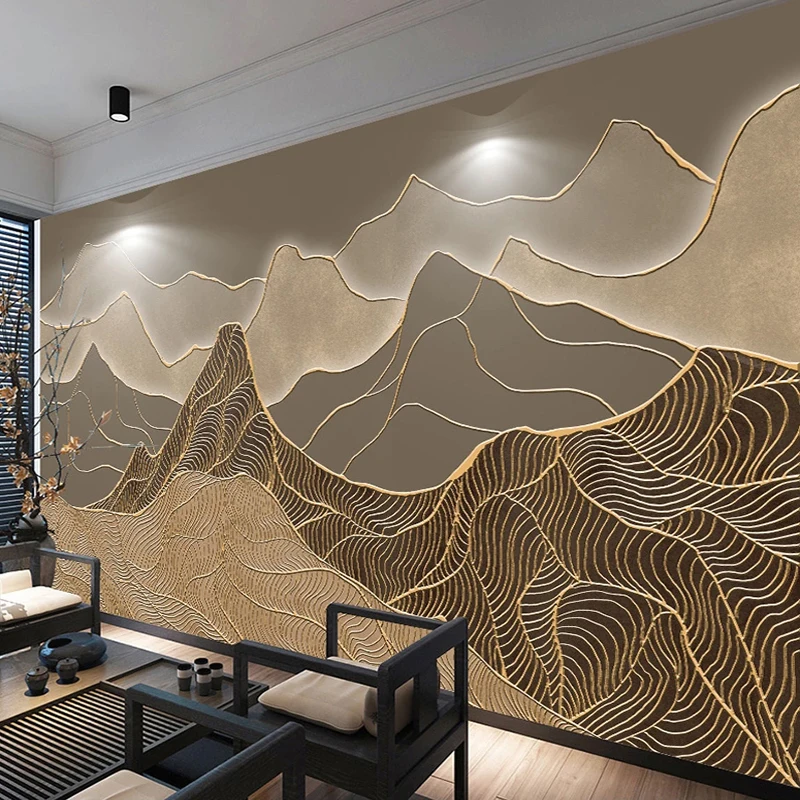 Nach 3D Foto Tapete Chinesischen Stil Retro Kunst Abstrakt Berg Wand Malerei Schlafzimmer Studie Wohnzimmer TV Hintergrund Decor