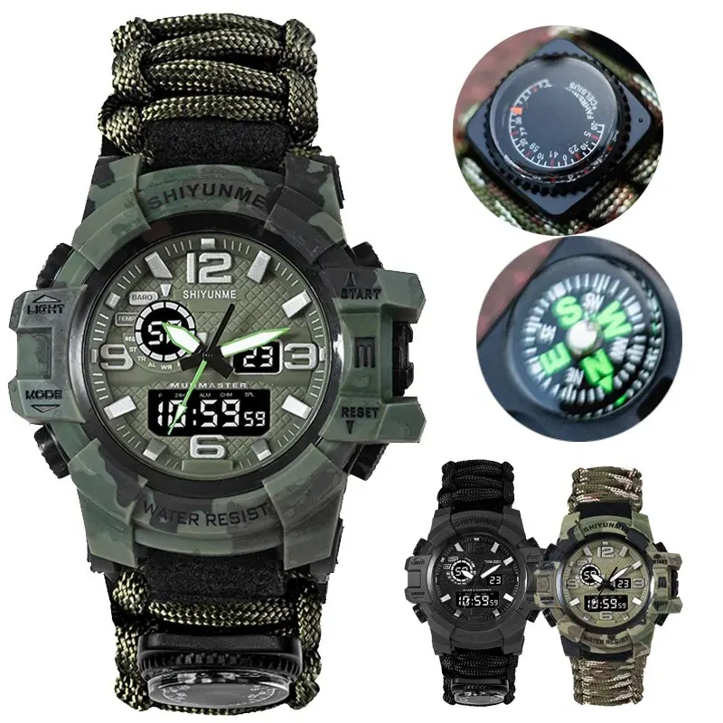 Outdoor-Überlebens uhr multifunktion ale wasserdichte militärische taktische Paracord Uhr Armband Camping Wandern Notfall ausrüstung Image
