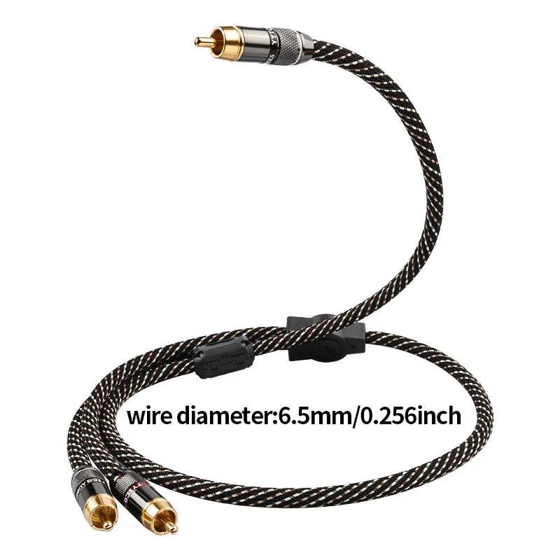 YYTCG HIFI RCA zu 2RCA Audiokabel 6N OFC Subwoofer Y-Kabel RCA 1 Stecker auf 2 Stecker Audiokabel für Lautsprecher, DVD, TV, Verstärker Image