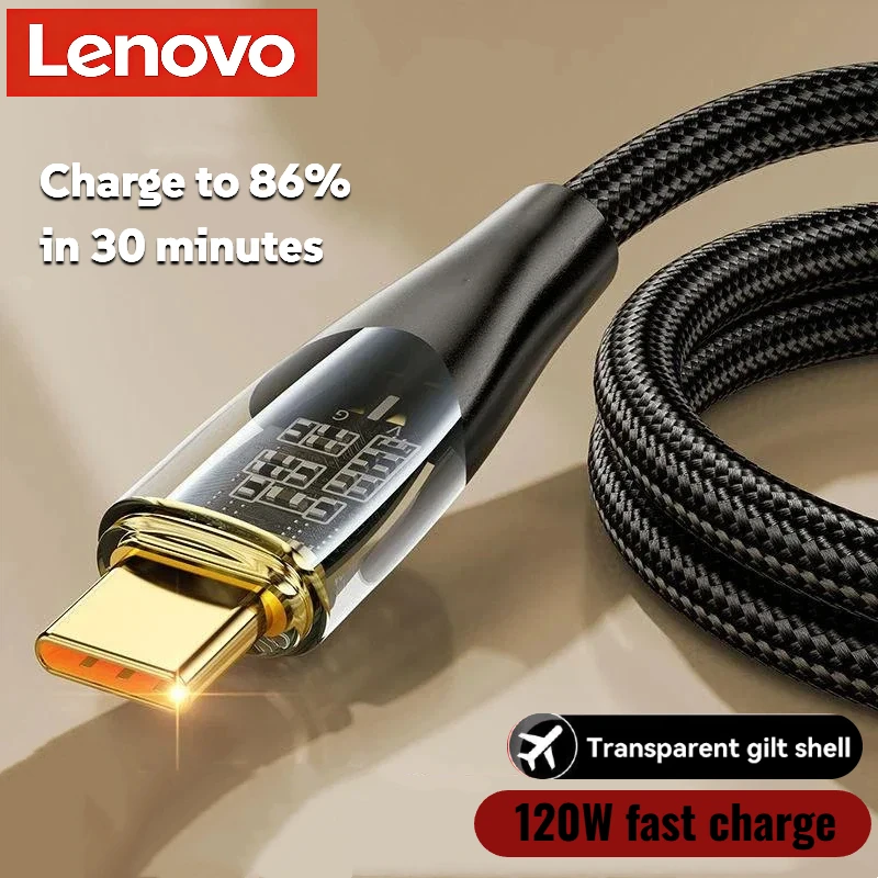 Lenovo Typ-C-Kabel 120W Superschnelles Ladekabel USB-Kabel 1M/1,5M/2M Telefonladekabel für Xiaomi Huawei Samsung USB-C Datenkabel Image