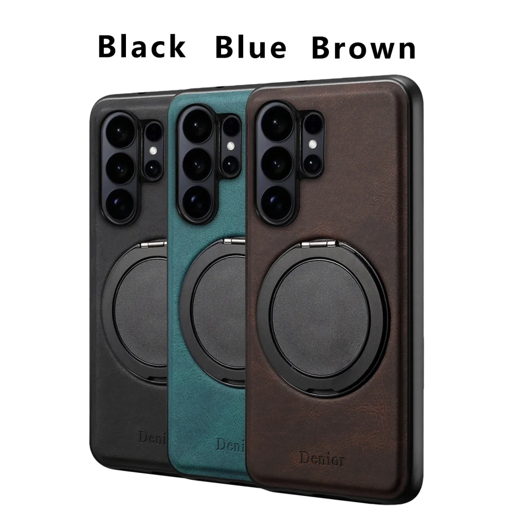 Für Samsung Galaxy S26 Ultra S25 S24 Plus S23 FE Hochwertige Elegante Business-Leder-Handyhülle mit Magnetischer Halterung Sturzsichere Abdeckung Image