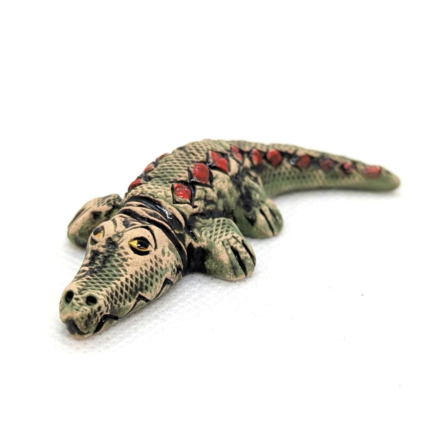 Statuetta in ceramica di coccodrillo, alligatore, ceramica fatta a mano, collezione di animali, miniatura, prodotto in Ucraina, statuetta di animali,