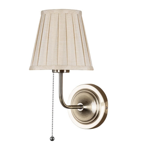 ARTE LAMP Wandleuchte innen mit goldbrauner Metall-Lampenfassung und beigem Textillampenschirm, elegante Wandlampe für Schlafzimmer, Kinderzimmer, Wo Image