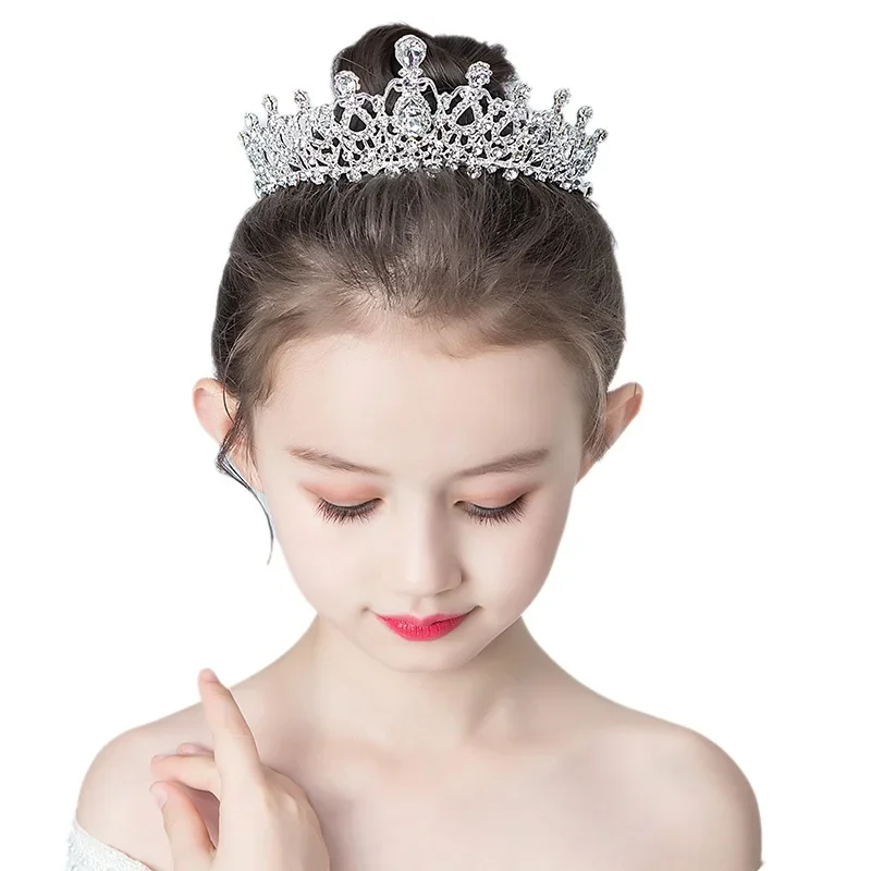 Mode Silber Farbe Kristall Strass Tiaras Und Kronen Mit Kämme Für Mädchen Prinzessin Hochzeit Haar Zubehör Image