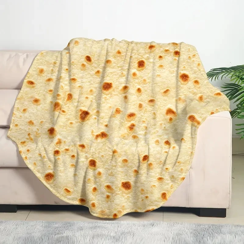 1 Stück weiche und warme Flanelldecke mit mexikanischem Tortilla-Print für Couch, Sofa, Büro, Bett, Camping und Reisen Image