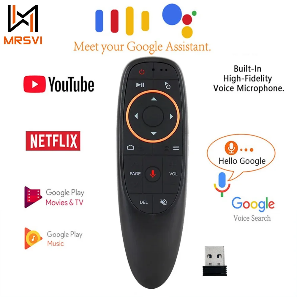 MRSVI G10S Universal Sprachfernbedienung 2,4 G Wireless IR Learning Air Mouse Control für H96 MAX/X88 Pro Android TV Box Image