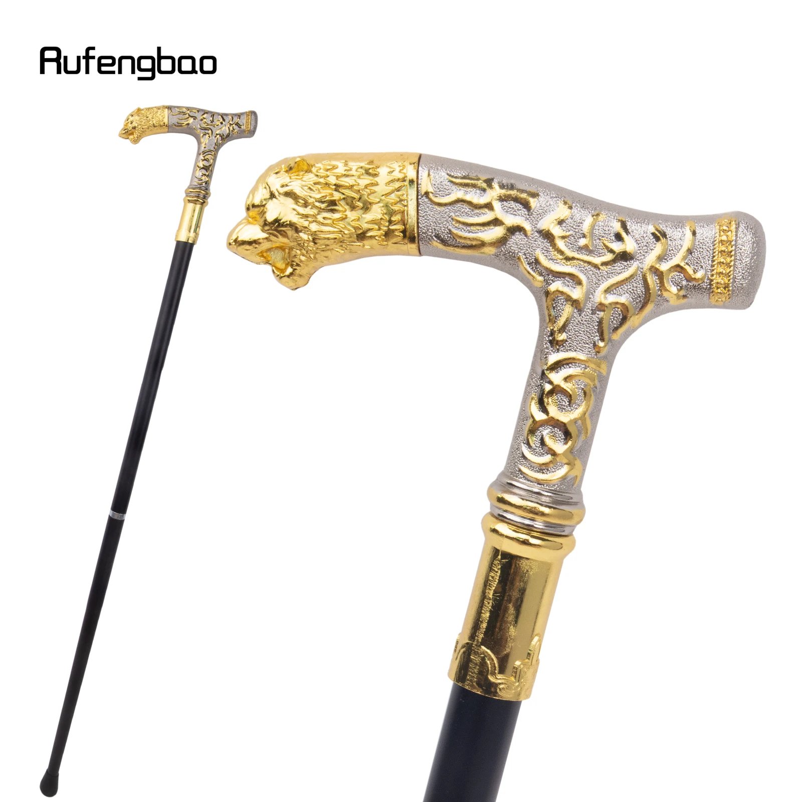 Goldener weißer Tiger, luxuriöses Muster, Spazierstock, Party, modisch, eleganter Spazierstock, dekorativer Spazierstock, Knauf, Crosier, 89 cm