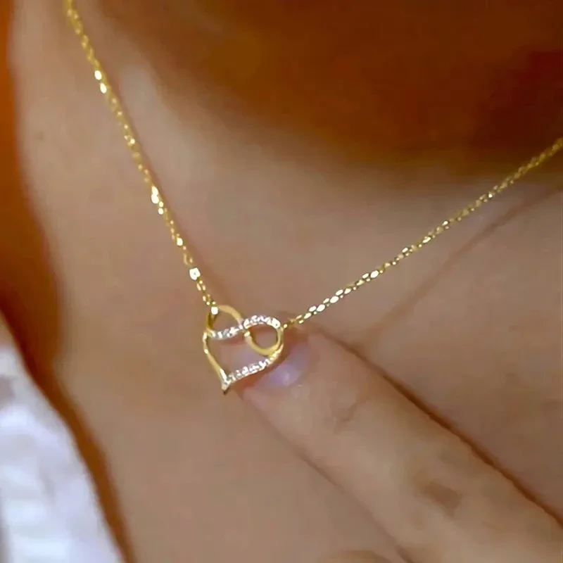 Huitan Unendlichkeitszeichen-Herz-Anhänger-Halskette, bezaubernd, anmutig, zart, Halsschmuck für Frauen, Liebe, romantischer Hochzeitsschmuck Image