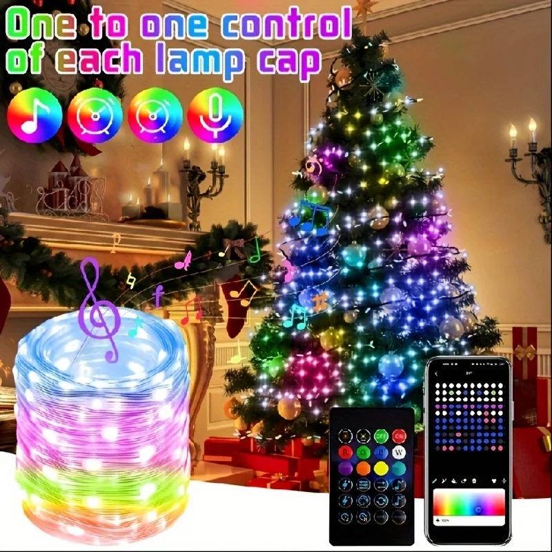 LED Fee Licht Telefon App Fernbedienung WS2812B RGB LED String DIY Smart IC Adressierbare Dreamcolor Garten Party Weihnachten Dekor Image