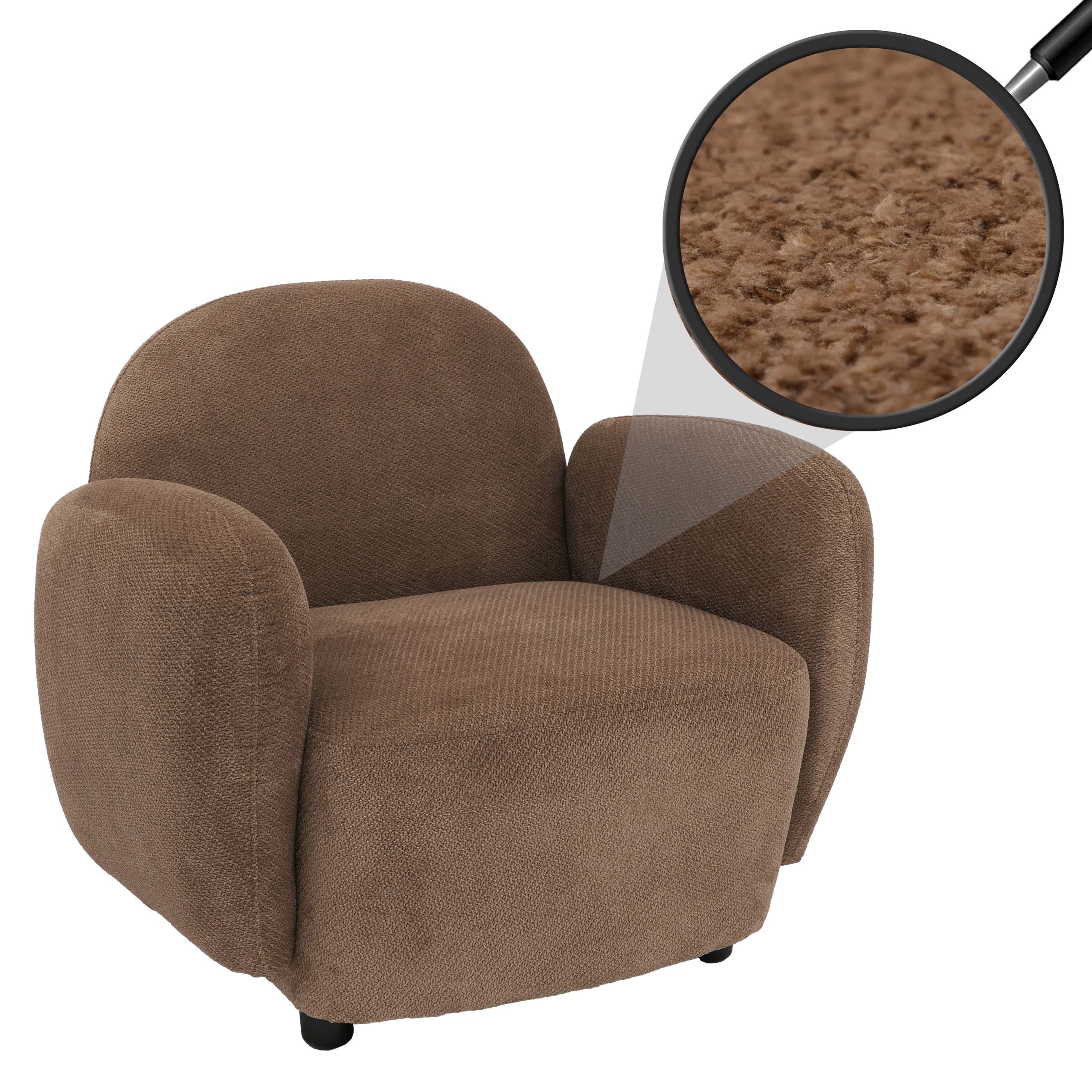 Sessel HWC-P33, Lounge-/Relax-/Cocktailsessel Polstersessel, Stoff/Textil Chenille (330 g/m²) Öko-Tex ~ braun Image