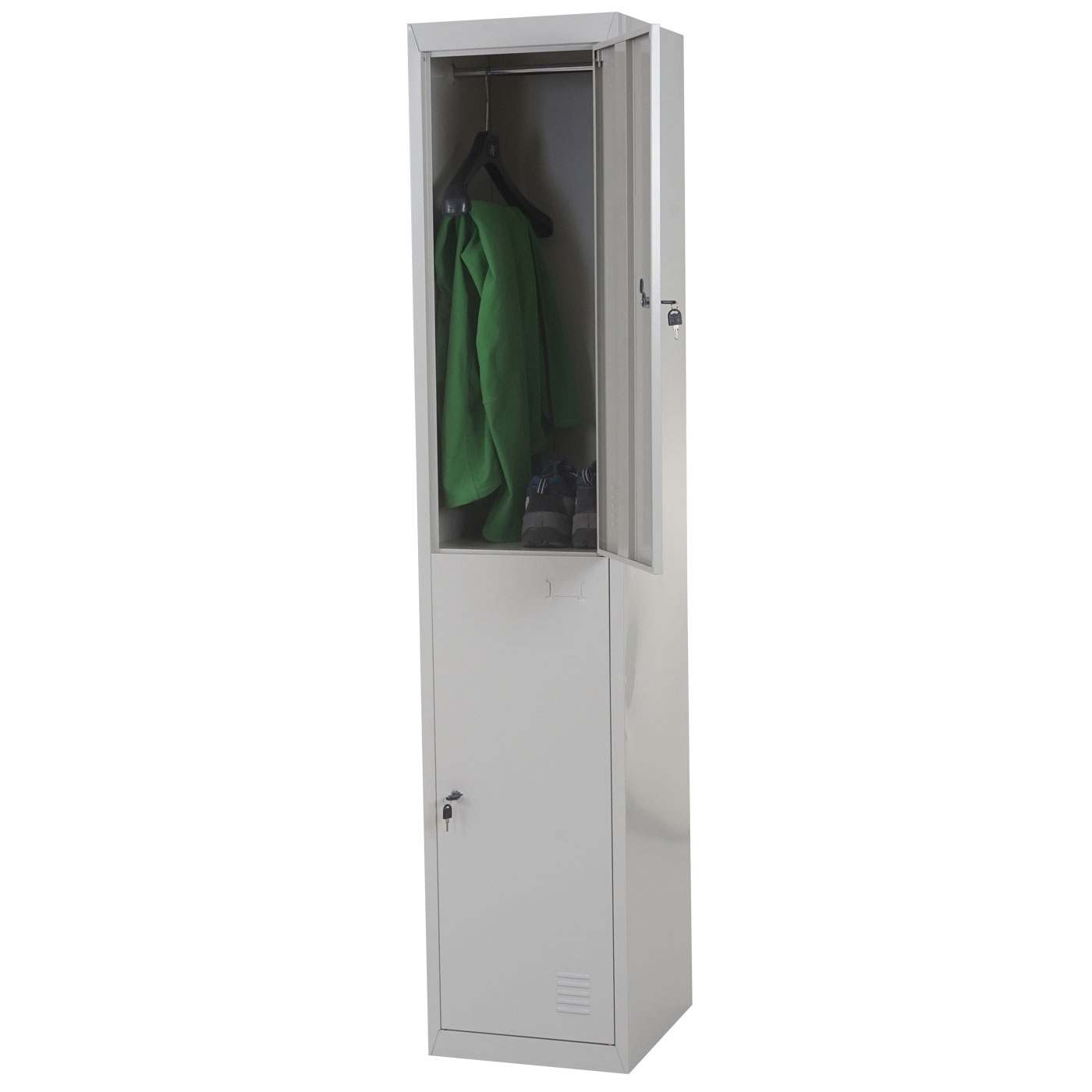 Schließfach HWC-G88, Schließfachschrank Wertfachschrank Spind, Metall 185x38x45cm grau