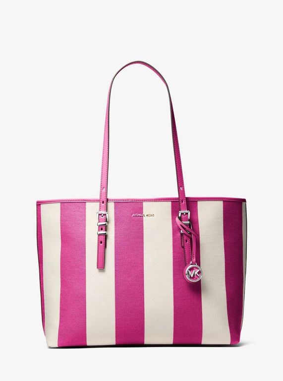 Mk Quinn Large Striped Canvas Tote Bag